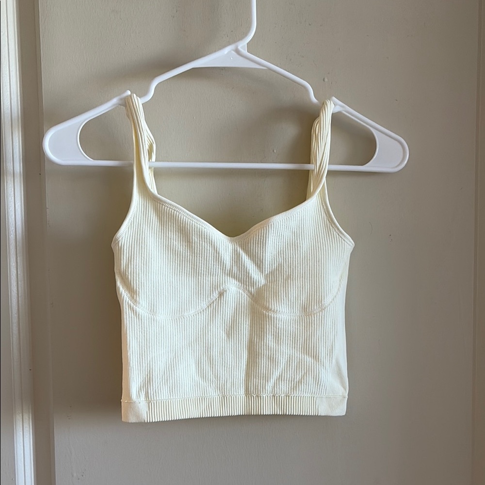 Cream Ribbed Women's Top
